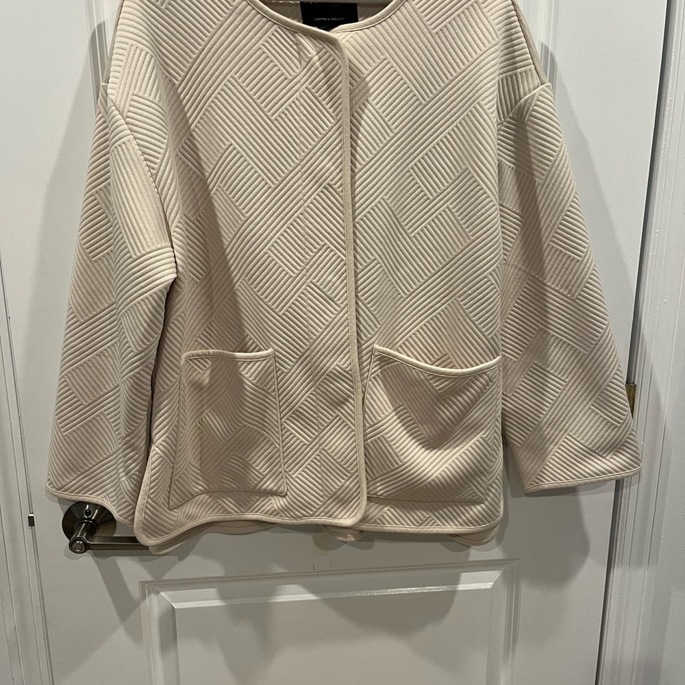 Cream Geometric Patterned Women's Jacket